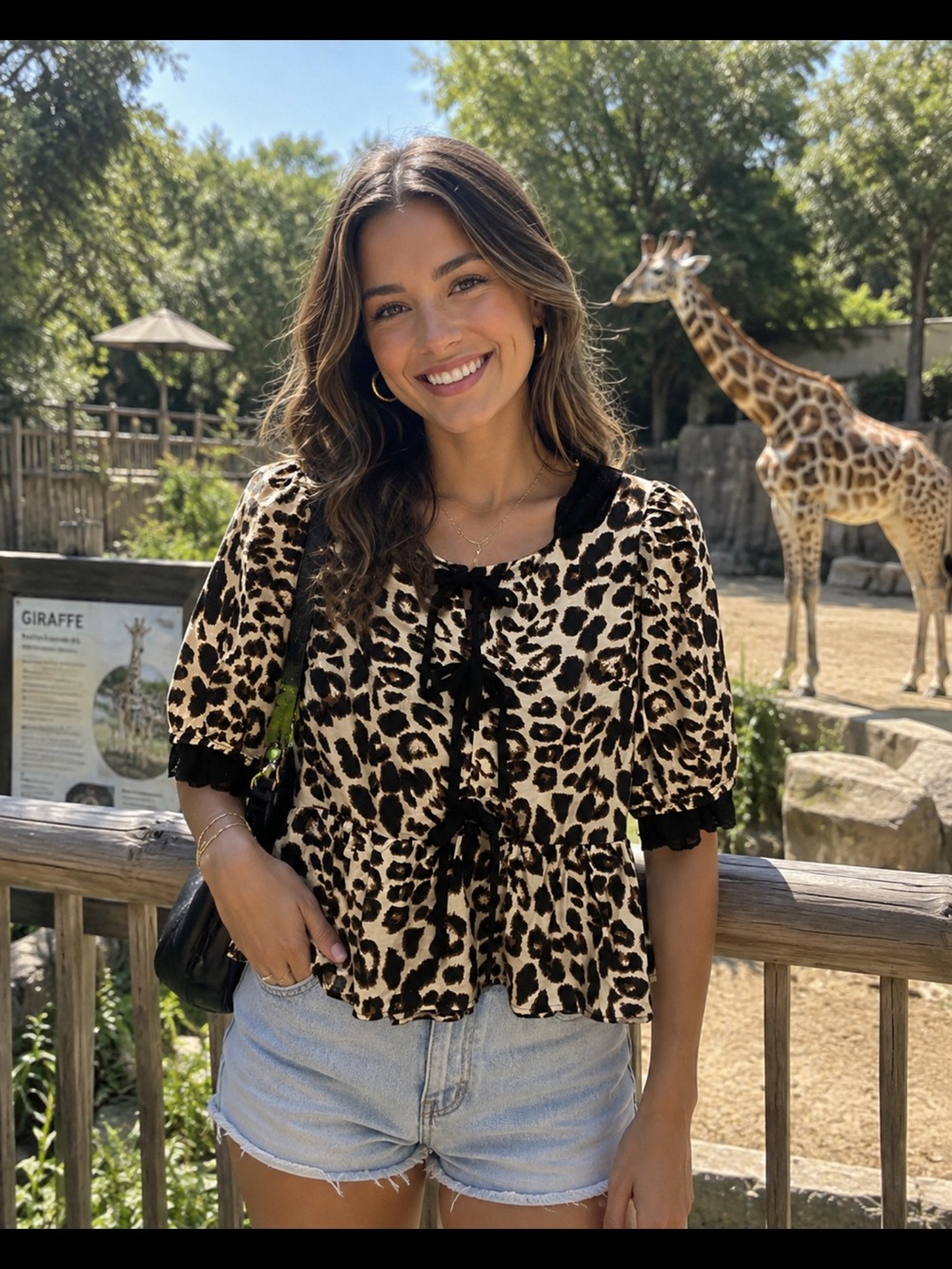 Peplum animal print top